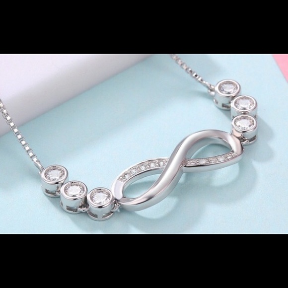 π Platinum over sterling silver cz bracelet. - Picture 2 of 3